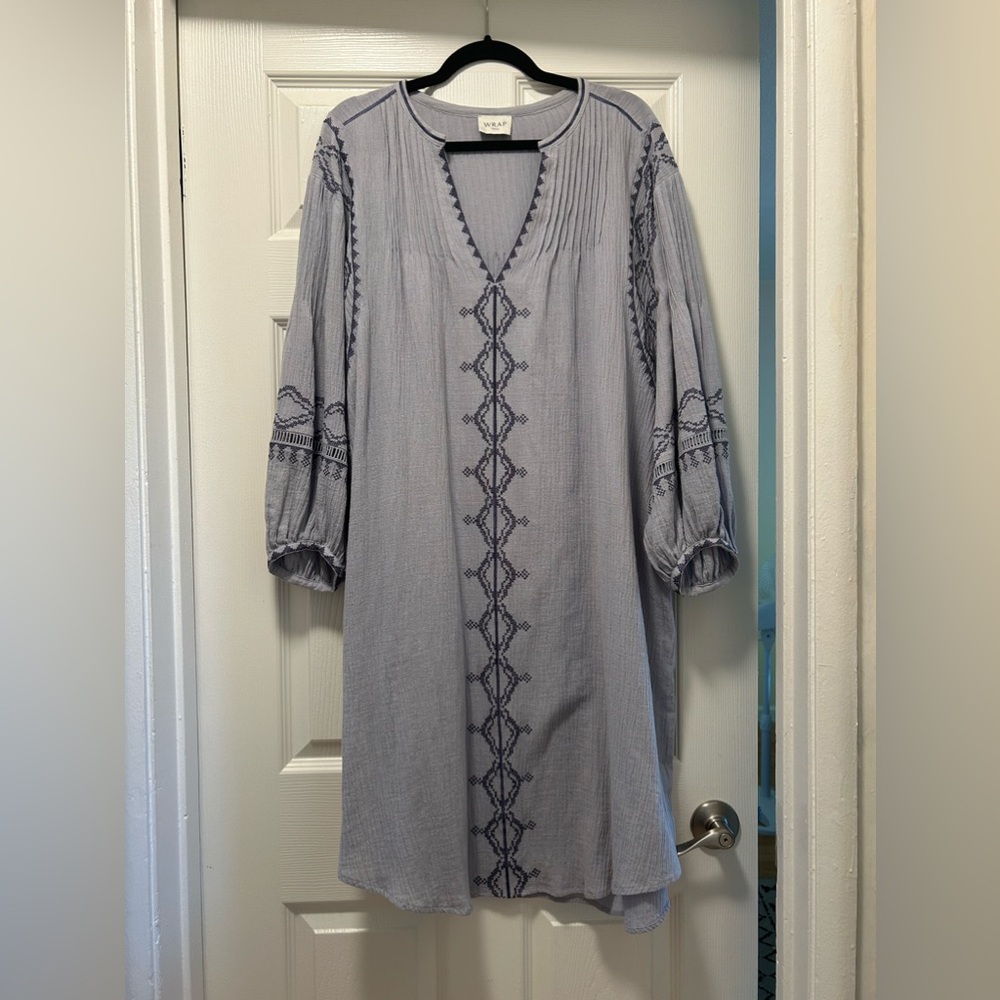 Wrap London Boho Embroidered Cotton/Linen Dress